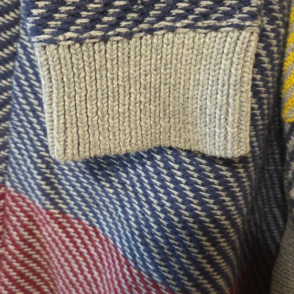 CAbi Cotton Colorblock Striped Cozy Warm Long Knit Cardigan Sweater Fall Medium